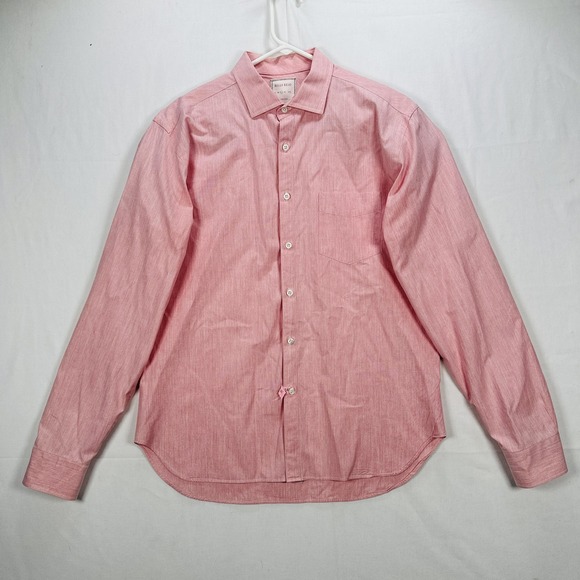 Billy Reid Shirt Mens Large Pink Standard Cut Button Front Long Sleeve Italy - Picture 2 of 10